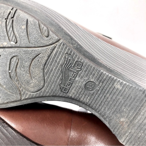 Dansko Fanny Wedge 3.5” Heel Mary Jane Sandals Shoes Dark Brown Leather EU 38 - Picture 11 of 13